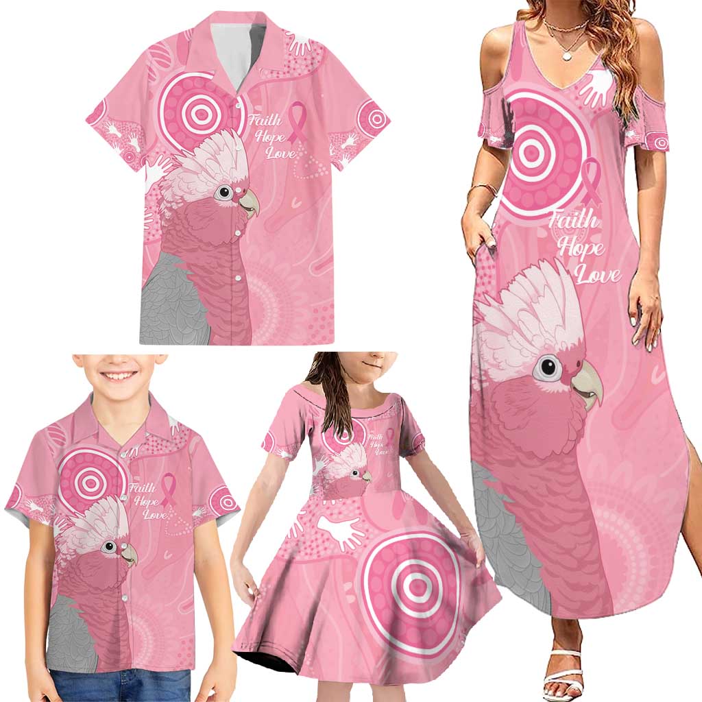 Australia Breast Cancer Awareness Family Matching Summer Maxi Dress and Hawaiian Shirt Galah Faith Hope Love Pink Month - Aussie Hoodie