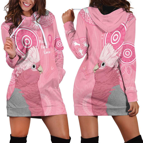 Australia Breast Cancer Awareness Hoodie Dress Galah Faith Hope Love Pink Month - Aussie Hoodie