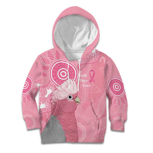 Australia Breast Cancer Awareness Kid Hoodie Galah Faith Hope Love Pink Month - Aussie Hoodie