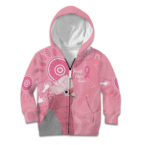 Australia Breast Cancer Awareness Kid Hoodie Galah Faith Hope Love Pink Month - Aussie Hoodie