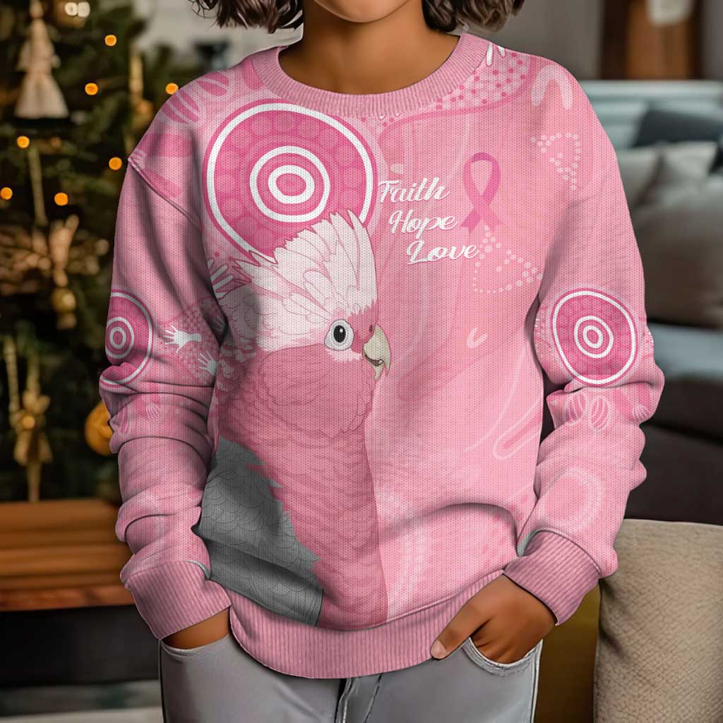 Australia Breast Cancer Awareness Kid Ugly Christmas Sweater Galah Faith Hope Love Pink Month - Aussie Hoodie