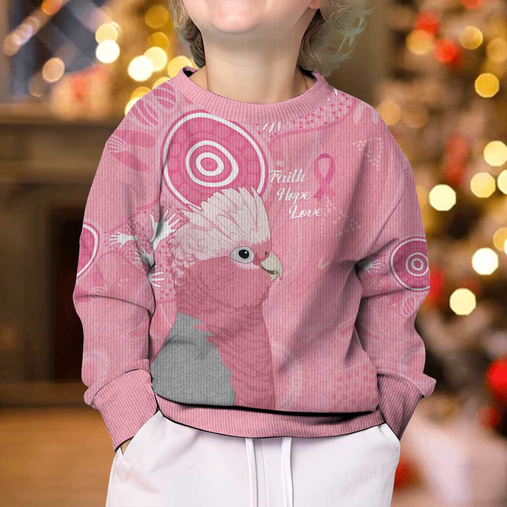 Australia Breast Cancer Awareness Kid Ugly Christmas Sweater Galah Faith Hope Love Pink Month - Aussie Hoodie
