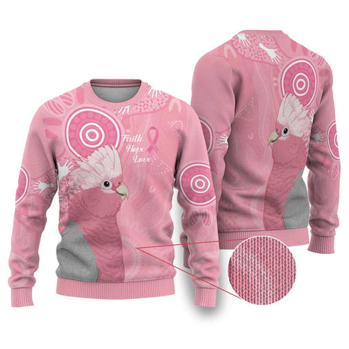 Australia Breast Cancer Awareness Ugly Christmas Sweater Galah Faith Hope Love Pink Month - Aussie Hoodie