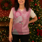 Australia Breast Cancer Awareness Christmas Knitted V-Neck Vest Galah Faith Hope Love Pink Month - Aussie Hoodie
