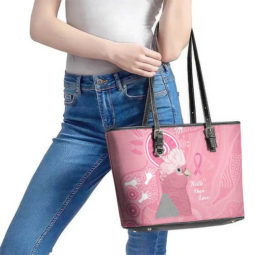 Australia Breast Cancer Awareness Leather Tote Bag Galah Faith Hope Love Pink Month - Aussie Hoodie