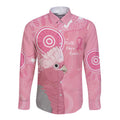 Australia Breast Cancer Awareness Long Sleeve Button Shirt Galah Faith Hope Love Pink Month - Aussie Hoodie