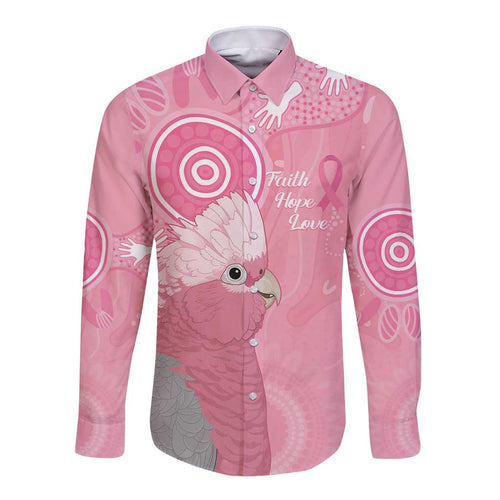 Australia Breast Cancer Awareness Long Sleeve Button Shirt Galah Faith Hope Love Pink Month - Aussie Hoodie