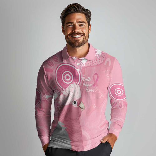 Australia Breast Cancer Awareness Long Sleeve Polo Shirt Galah Faith Hope Love Pink Month - Aussie Hoodie