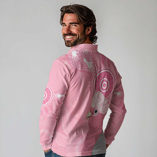 Australia Breast Cancer Awareness Long Sleeve Polo Shirt Galah Faith Hope Love Pink Month - Aussie Hoodie