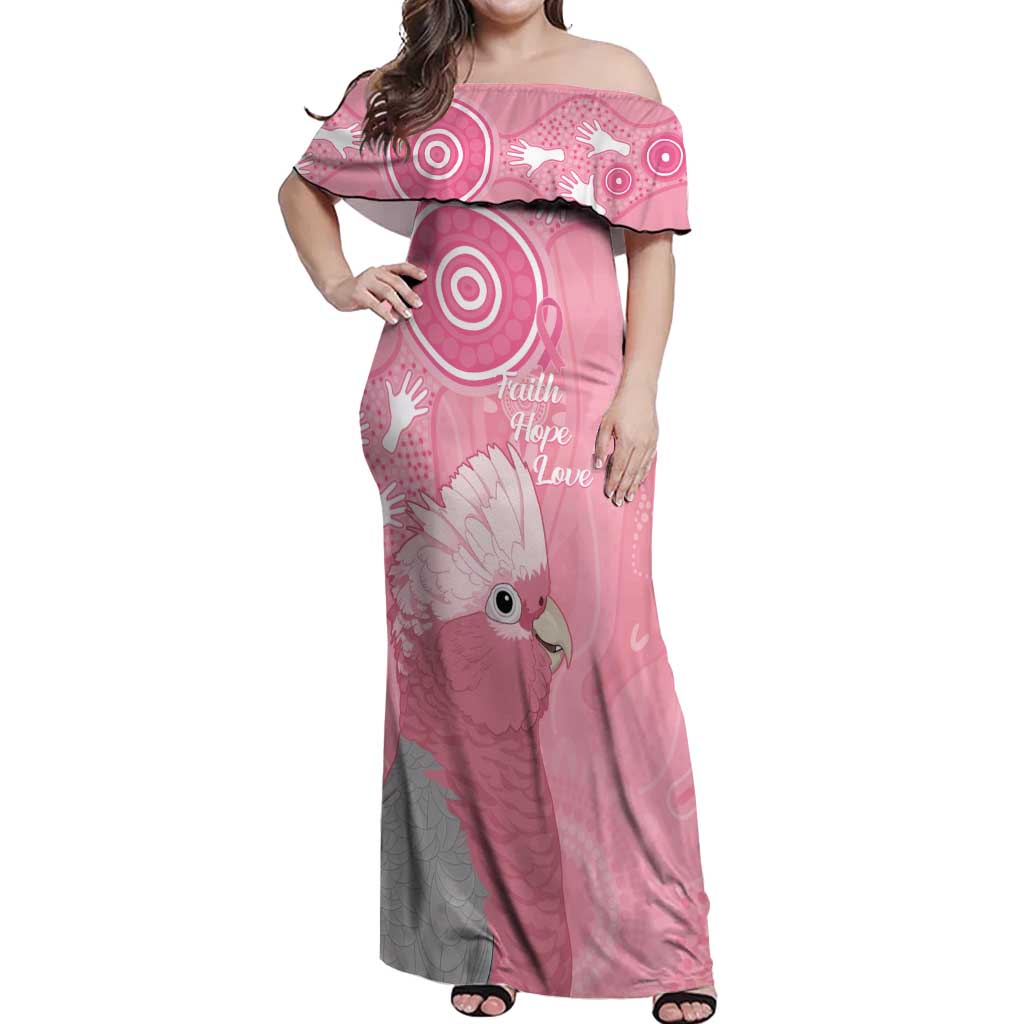 Australia Breast Cancer Awareness Off Shoulder Maxi Dress Galah Faith Hope Love Pink Month - Aussie Hoodie