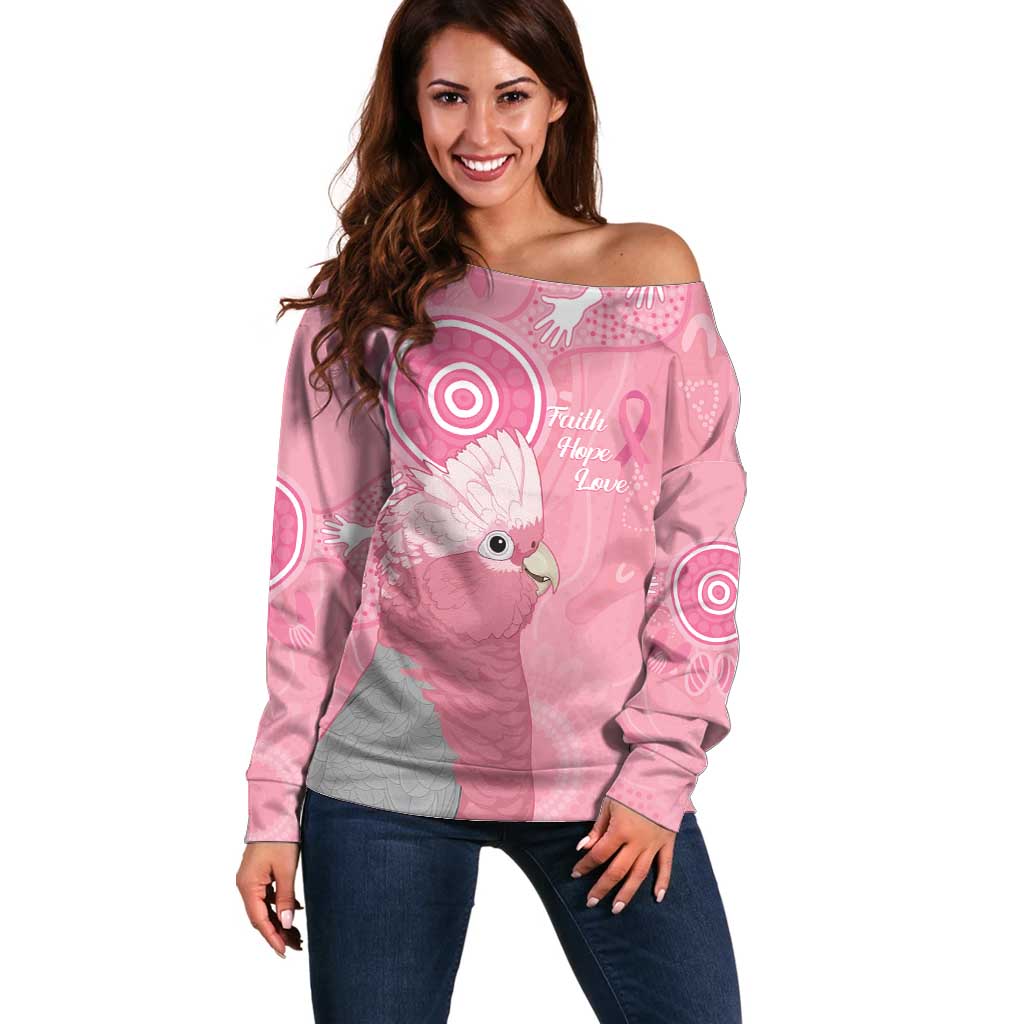 Australia Breast Cancer Awareness Off Shoulder Sweater Galah Faith Hope Love Pink Month - Aussie Hoodie