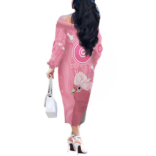 Australia Breast Cancer Awareness Off The Shoulder Long Sleeve Dress Galah Faith Hope Love Pink Month - Aussie Hoodie