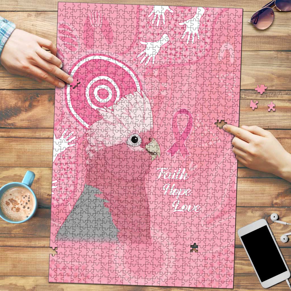 Australia Breast Cancer Awareness Puzzle Galah Faith Hope Love Pink Month - Aussie Hoodie