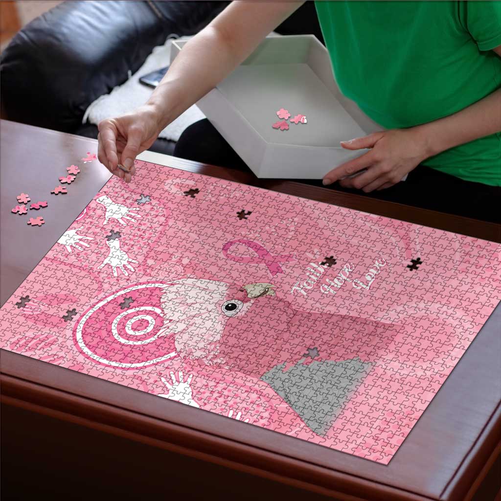 Australia Breast Cancer Awareness Puzzle Galah Faith Hope Love Pink Month - Aussie Hoodie