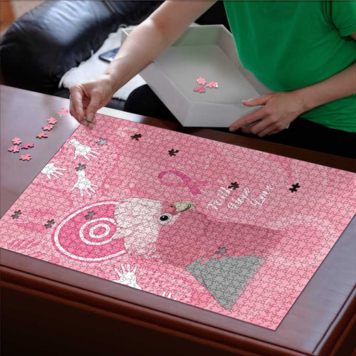 Australia Breast Cancer Awareness Puzzle Galah Faith Hope Love Pink Month - Aussie Hoodie