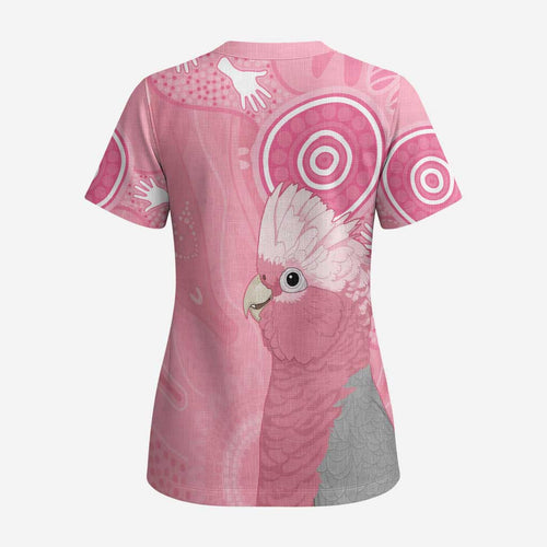 Australia Breast Cancer Awareness Scrub Top Galah Faith Hope Love Pink Month - Aussie Hoodie