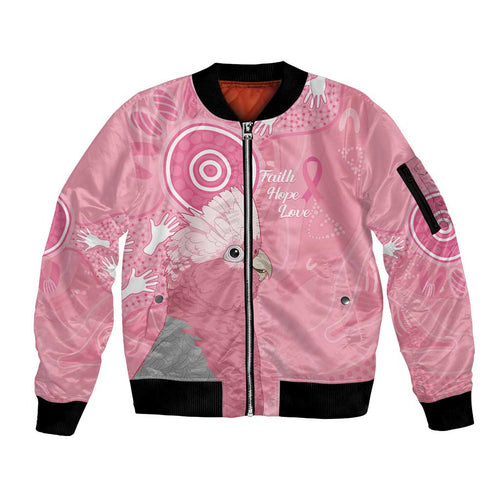 Australia Breast Cancer Awareness Sleeve Zip Bomber Jacket Galah Faith Hope Love Pink Month - Aussie Hoodie