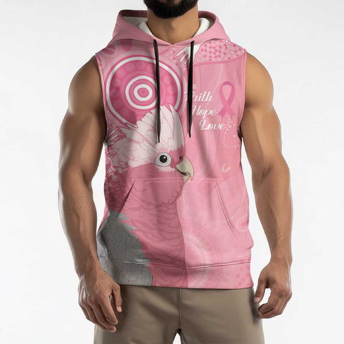Australia Breast Cancer Awareness Sleeveless Hoodie Galah Faith Hope Love Pink Month - Aussie Hoodie