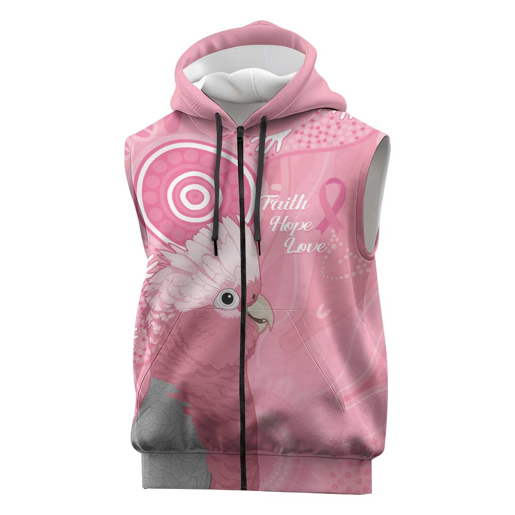 Australia Breast Cancer Awareness Sleeveless Zip Hoodie Galah Faith Hope Love Pink Month LT14