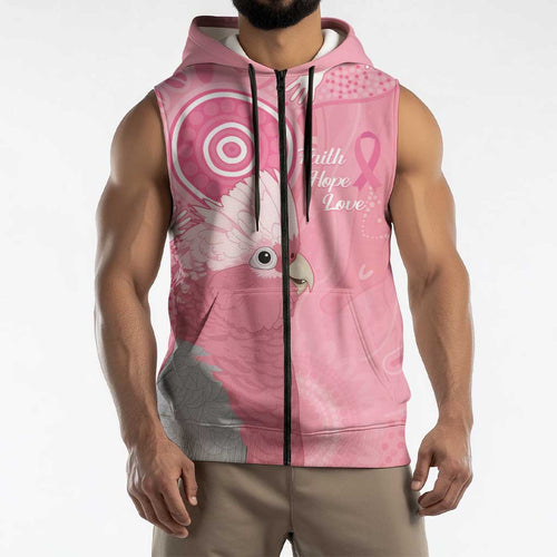 Australia Breast Cancer Awareness Sleeveless Zip Hoodie Galah Faith Hope Love Pink Month LT14