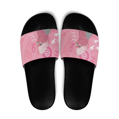 Australia Breast Cancer Awareness Slide Sandals Galah Faith Hope Love Pink Month - Aussie Hoodie