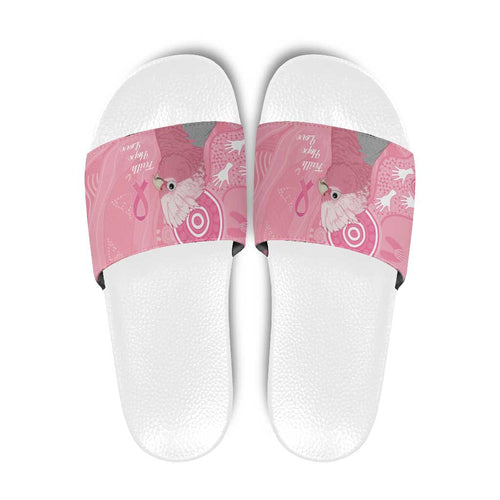 Australia Breast Cancer Awareness Slide Sandals Galah Faith Hope Love Pink Month - Aussie Hoodie