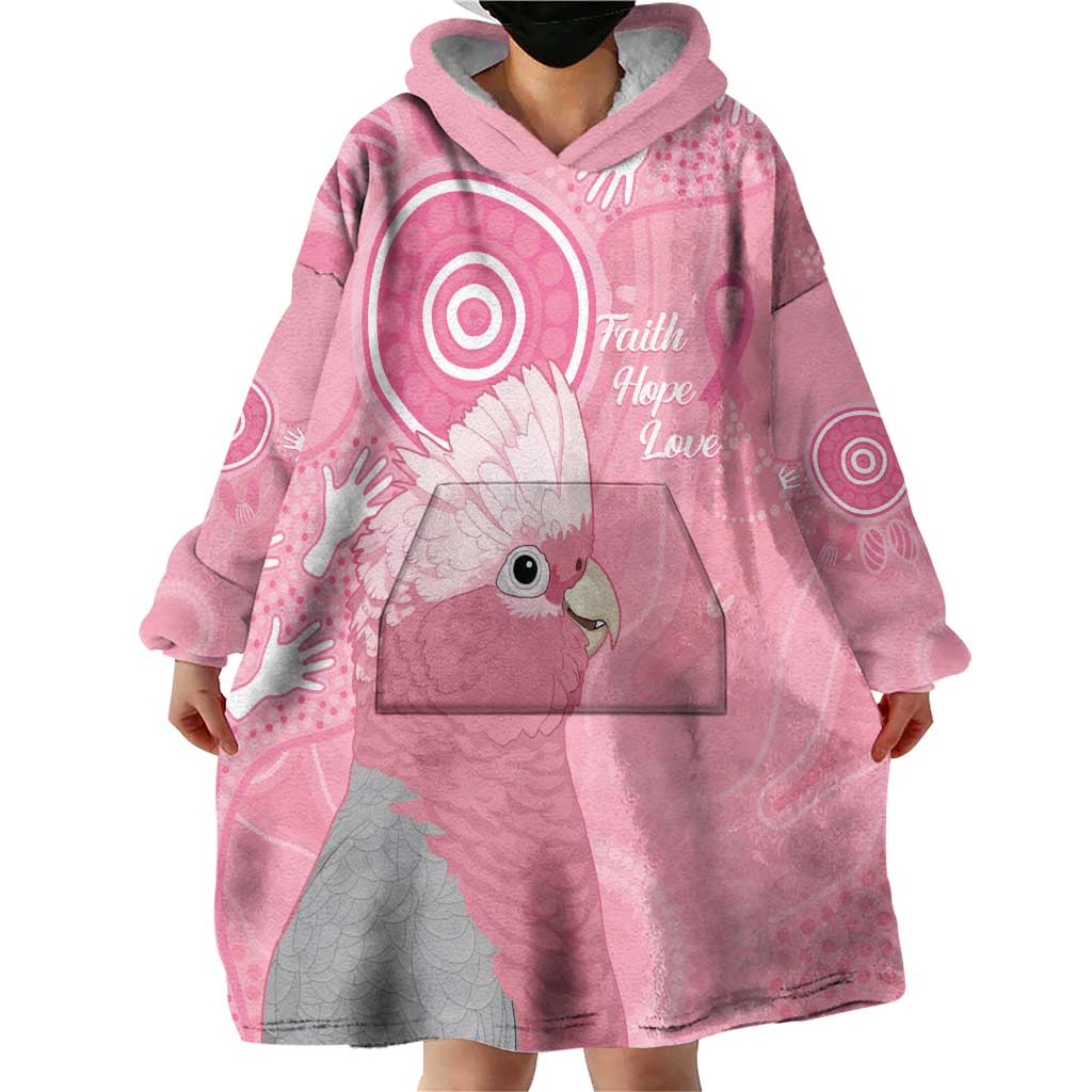 Australia Breast Cancer Awareness Wearable Blanket Hoodie Galah Faith Hope Love Pink Month - Aussie Hoodie