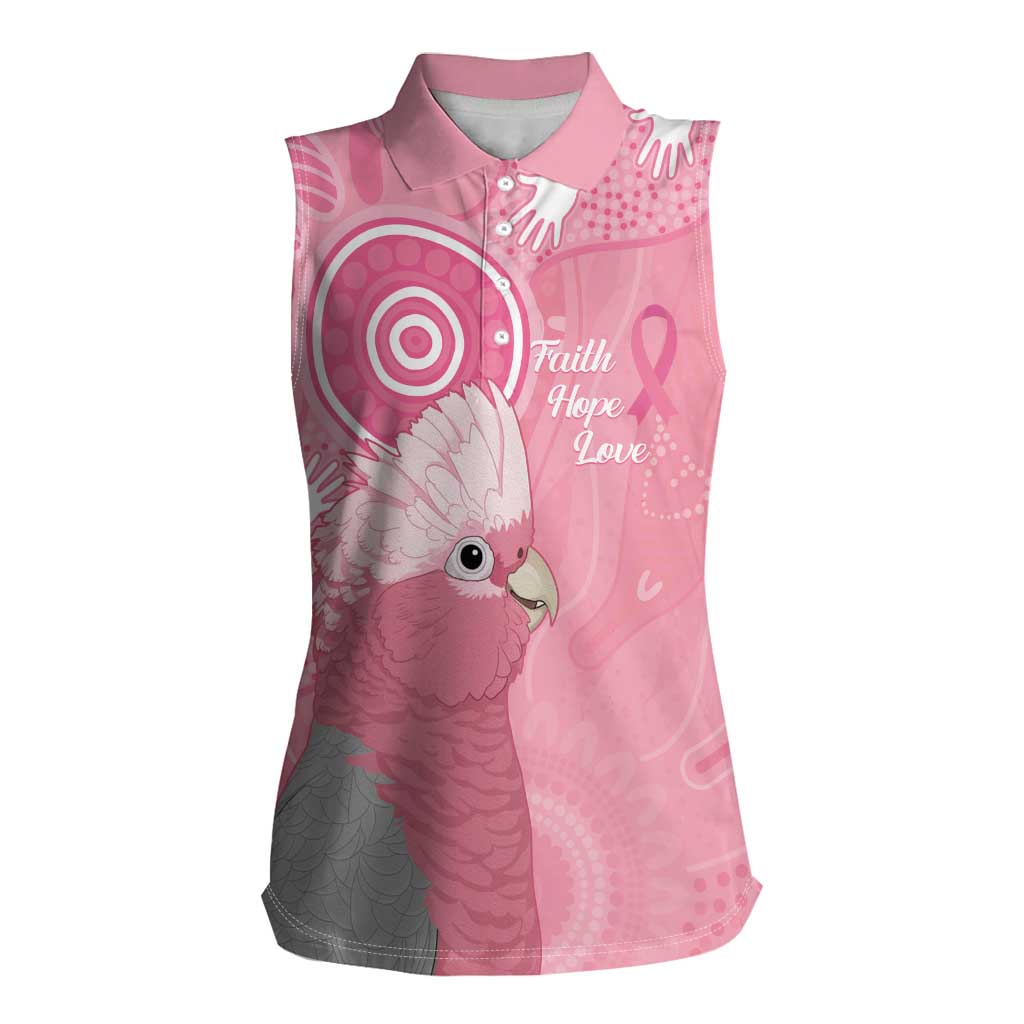 Australia Breast Cancer Awareness Women Sleeveless Polo Shirt Galah Faith Hope Love Pink Month - Aussie Hoodie