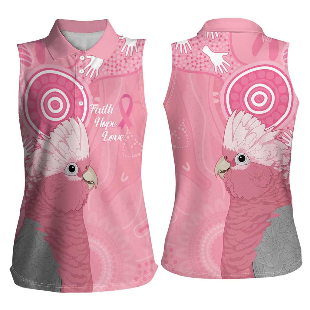 Australia Breast Cancer Awareness Women Sleeveless Polo Shirt Galah Faith Hope Love Pink Month - Aussie Hoodie