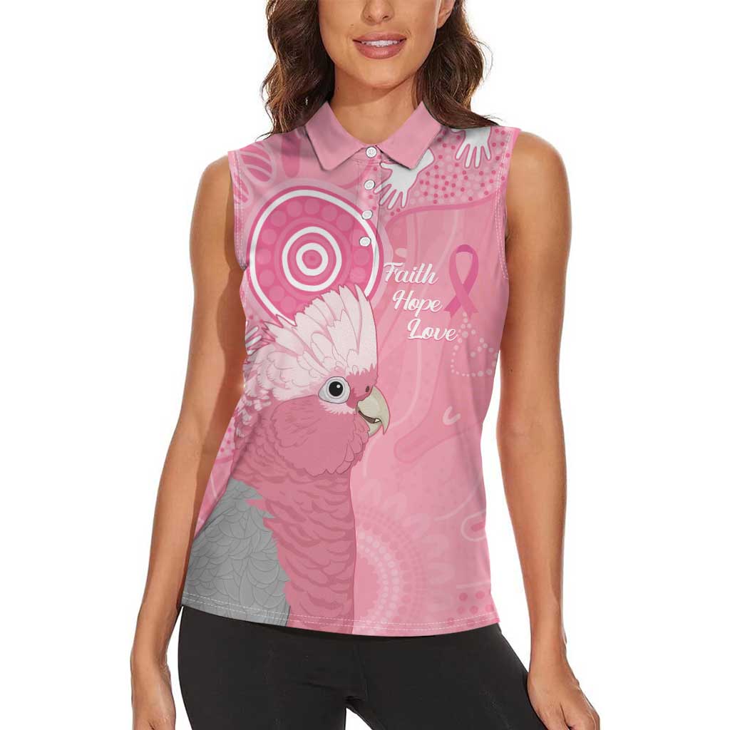 Australia Breast Cancer Awareness Women Sleeveless Polo Shirt Galah Faith Hope Love Pink Month - Aussie Hoodie