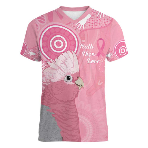 Australia Breast Cancer Awareness Women V-Neck T-Shirt Galah Faith Hope Love Pink Month - Aussie Hoodie