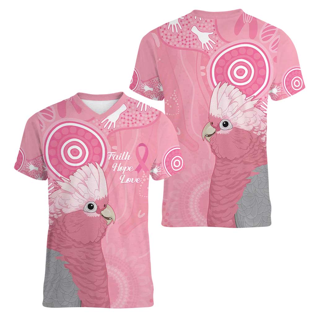 Australia Breast Cancer Awareness Women V-Neck T-Shirt Galah Faith Hope Love Pink Month - Aussie Hoodie