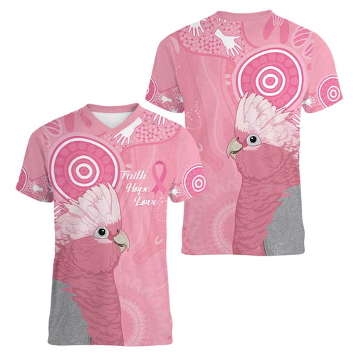 Australia Breast Cancer Awareness Women V-Neck T-Shirt Galah Faith Hope Love Pink Month - Aussie Hoodie