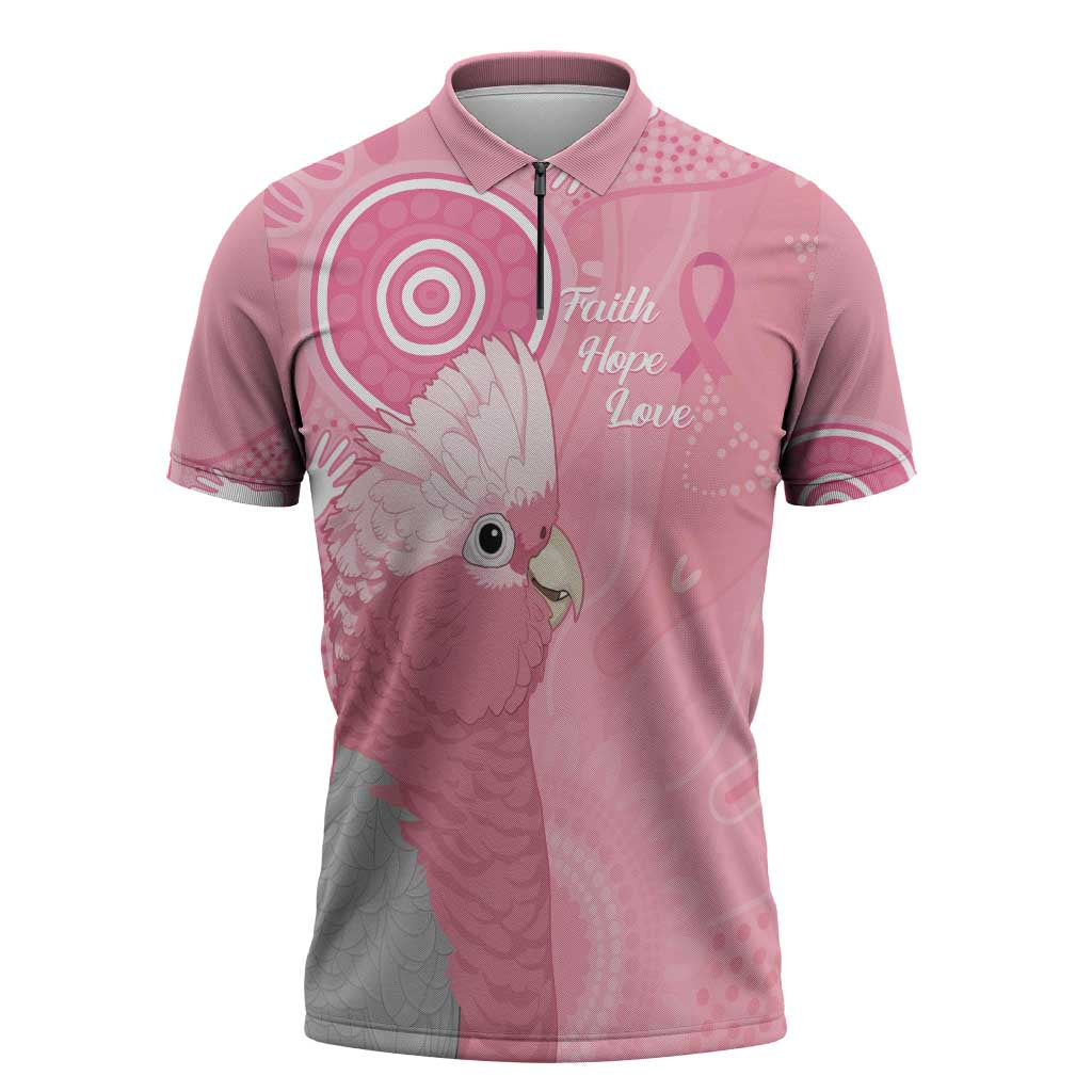 Australia Breast Cancer Awareness Zipper Polo Shirt Galah Faith Hope Love Pink Month - Aussie Hoodie