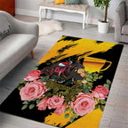 Personalised Australia Melbourne Cup Day Area Rug Horse Racing Trophy With Roses LT14