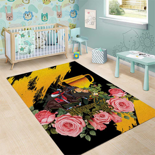 Personalised Australia Melbourne Cup Day Area Rug Horse Racing Trophy With Roses LT14