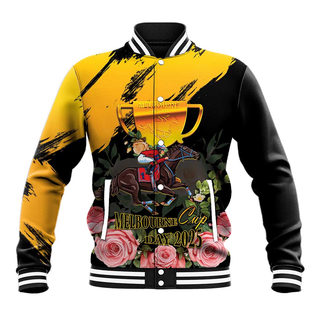 Personalised Australia Melbourne Cup Day Baseball Jacket Horse Racing Trophy With Roses LT14