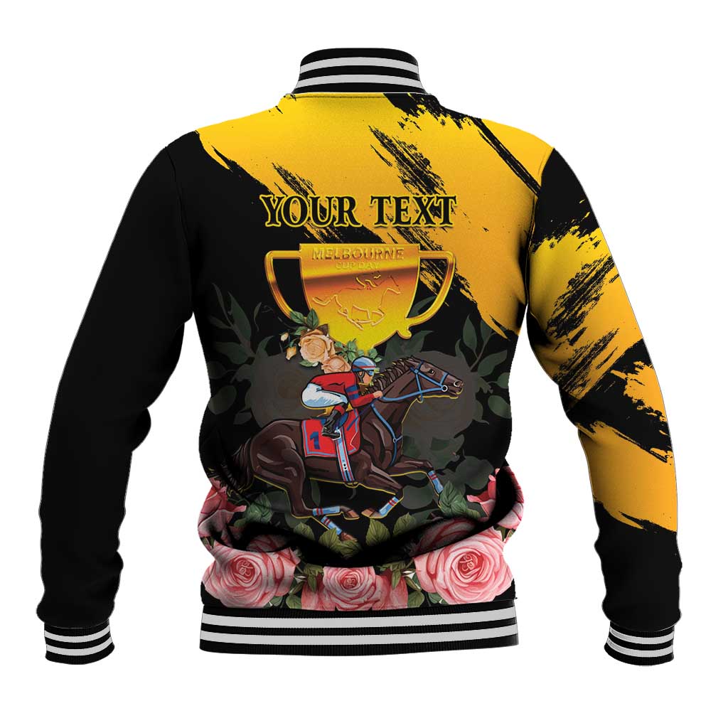 Personalised Australia Melbourne Cup Day Baseball Jacket Horse Racing Trophy With Roses LT14