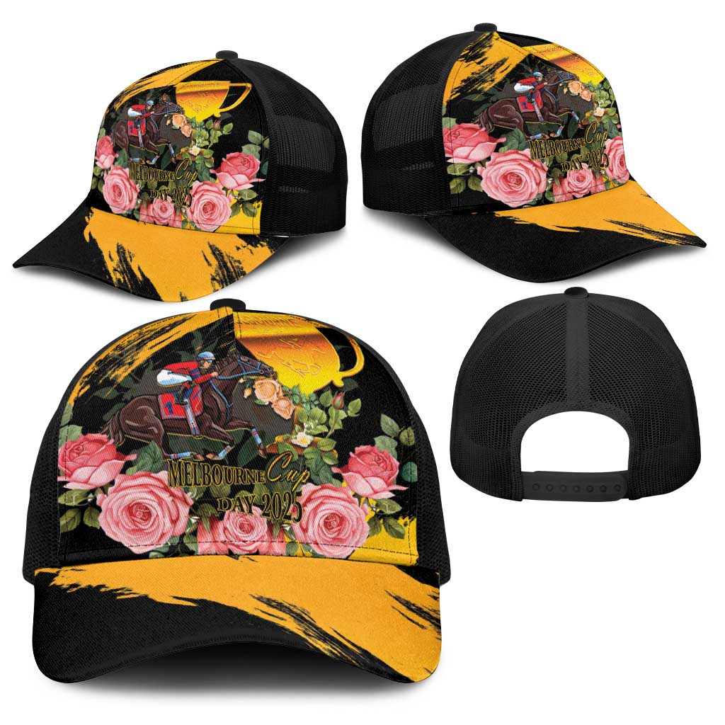 Australia Melbourne Cup Day Baseball Net Cap Horse Racing Trophy With Roses - Aussie Hoodie