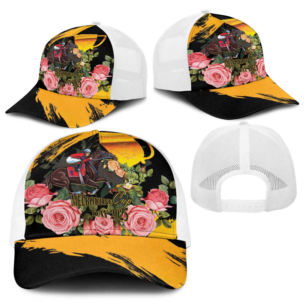 Australia Melbourne Cup Day Baseball Net Cap Horse Racing Trophy With Roses - Aussie Hoodie