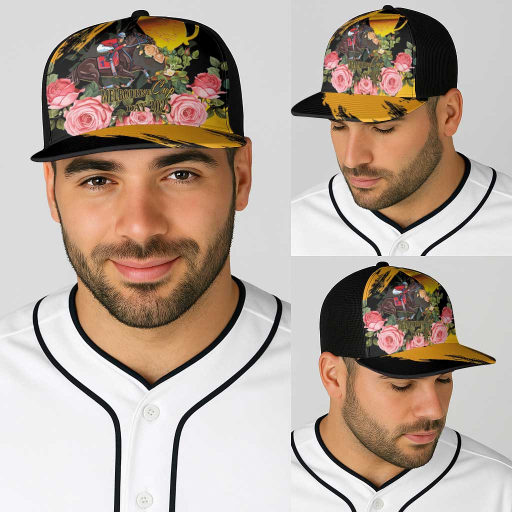 Australia Melbourne Cup Day Baseball Net Cap Horse Racing Trophy With Roses - Aussie Hoodie