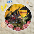 Personalised Australia Melbourne Cup Day Beach Blanket Horse Racing Trophy With Roses LT14