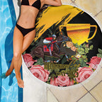 Personalised Australia Melbourne Cup Day Beach Blanket Horse Racing Trophy With Roses LT14