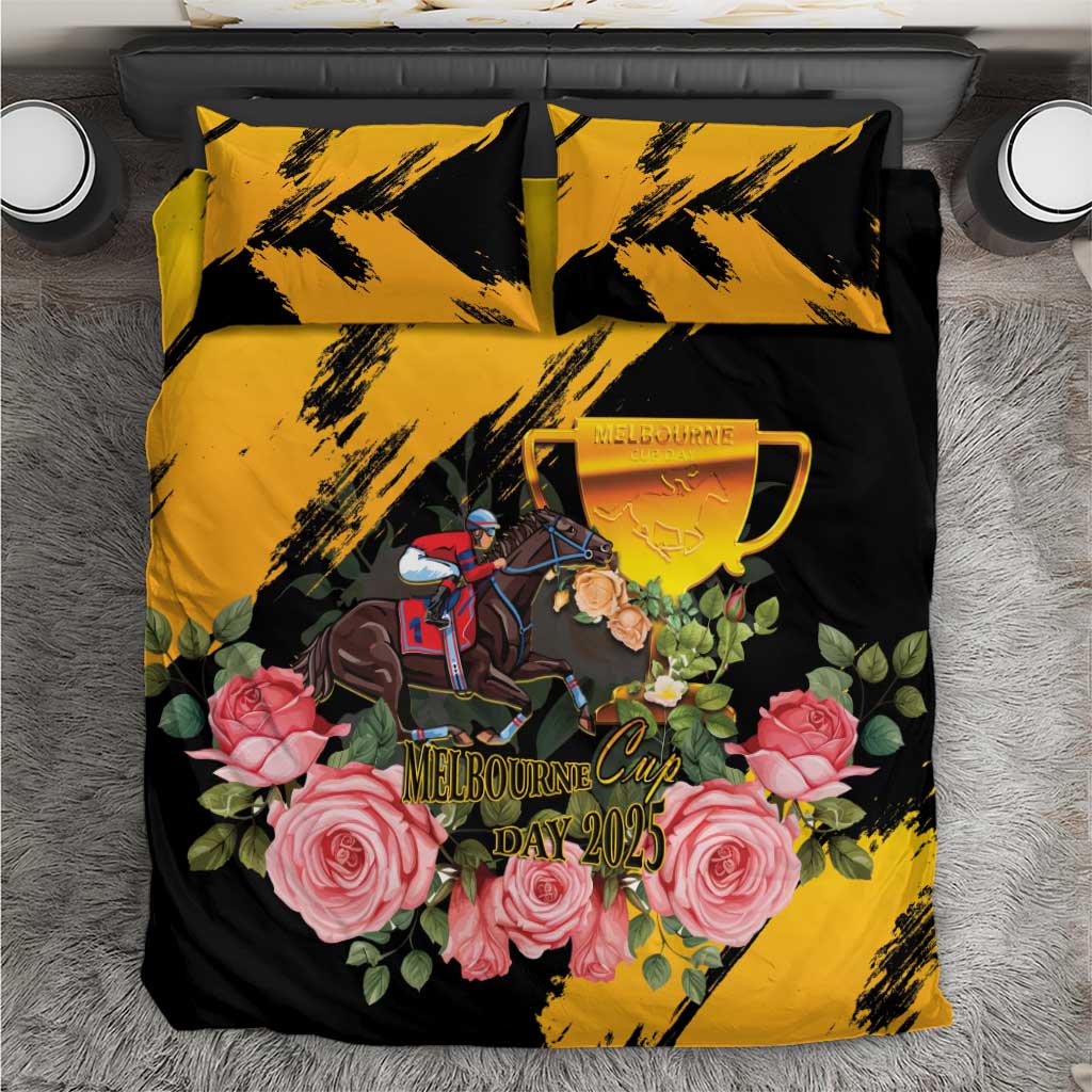Personalised Australia Melbourne Cup Day Bedding Set Horse Racing Trophy With Roses LT14