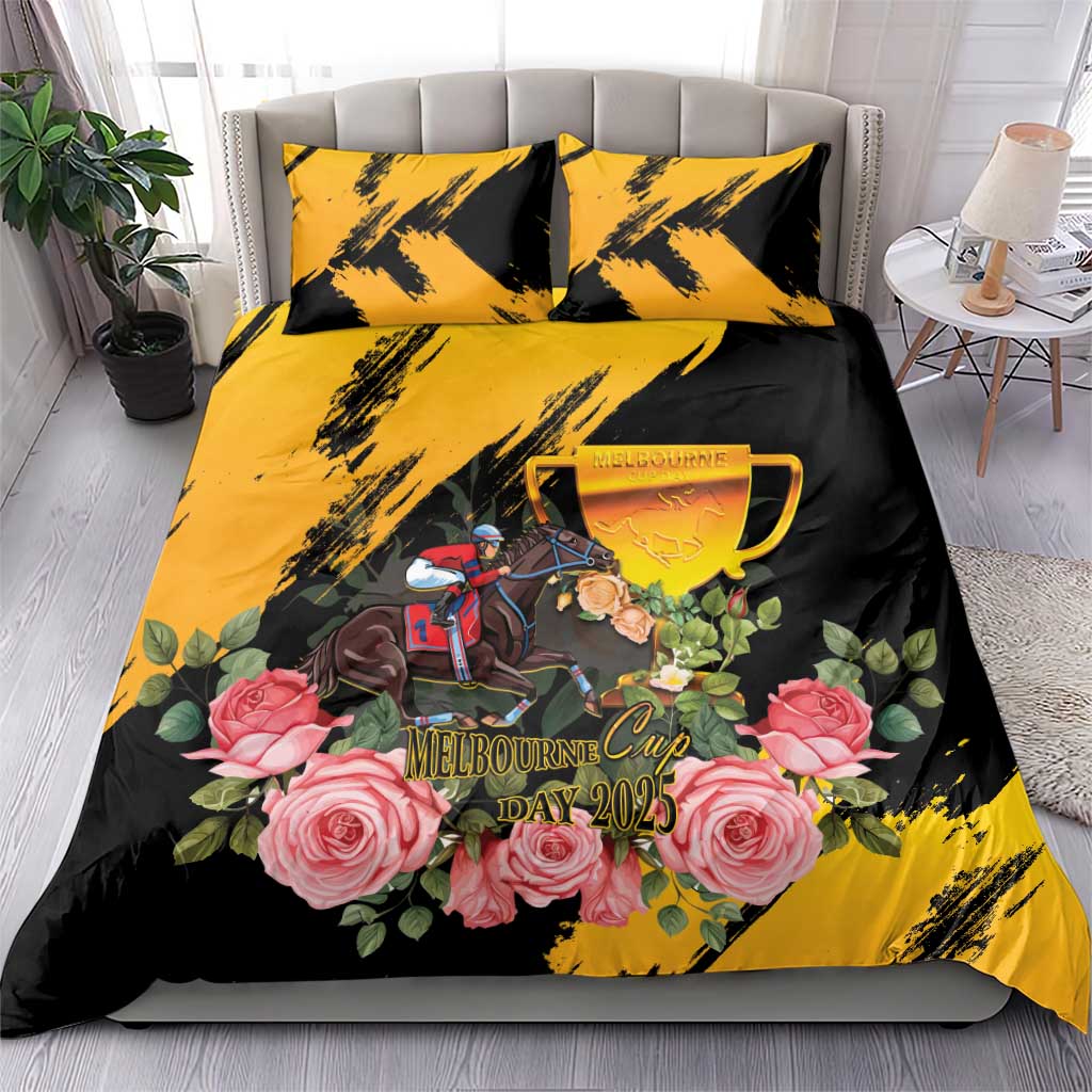 Personalised Australia Melbourne Cup Day Bedding Set Horse Racing Trophy With Roses LT14