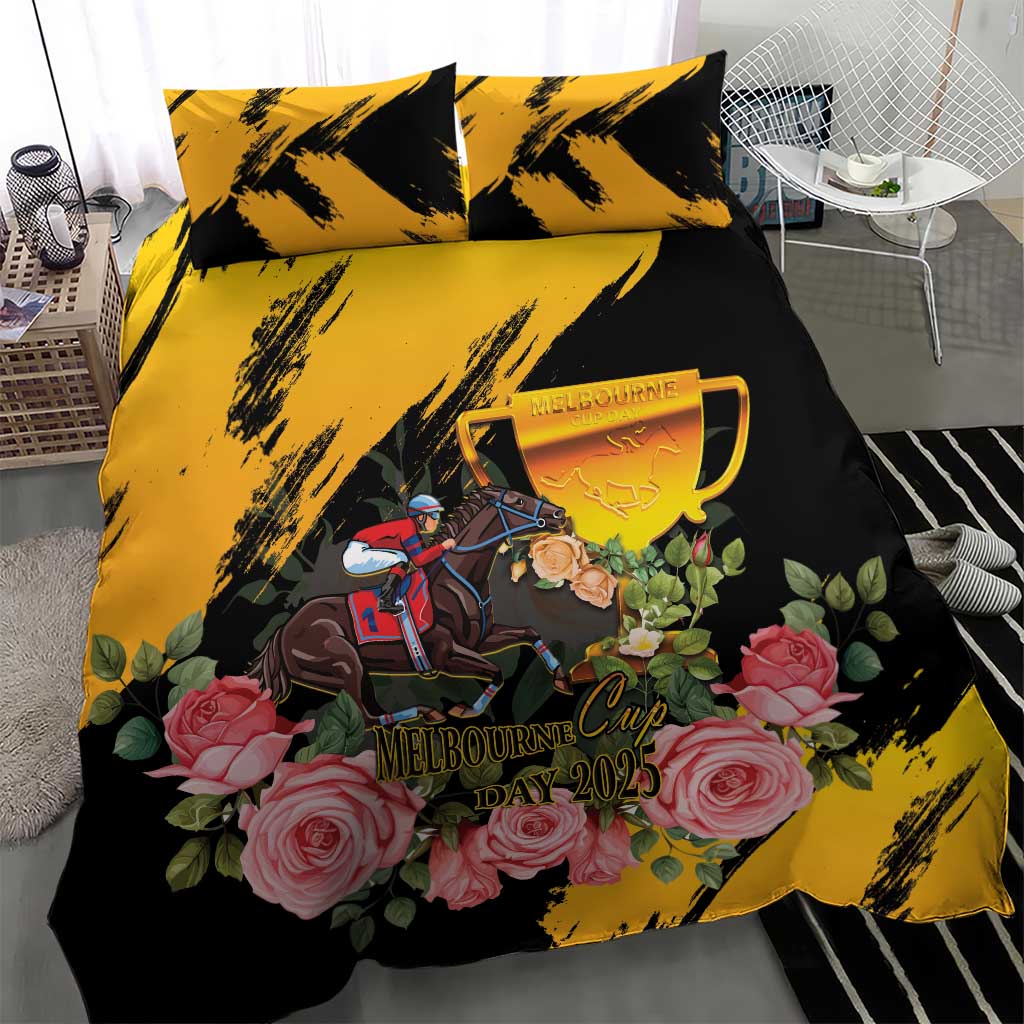 Personalised Australia Melbourne Cup Day Bedding Set Horse Racing Trophy With Roses LT14