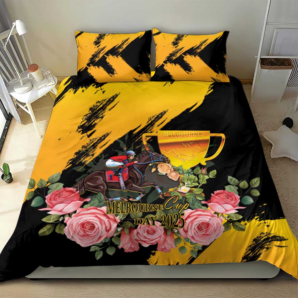 Personalised Australia Melbourne Cup Day Bedding Set Horse Racing Trophy With Roses LT14