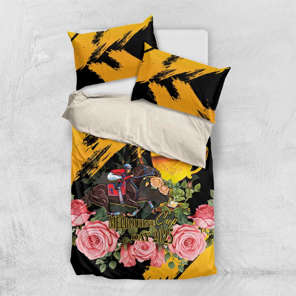Personalised Australia Melbourne Cup Day Bedding Set Horse Racing Trophy With Roses LT14