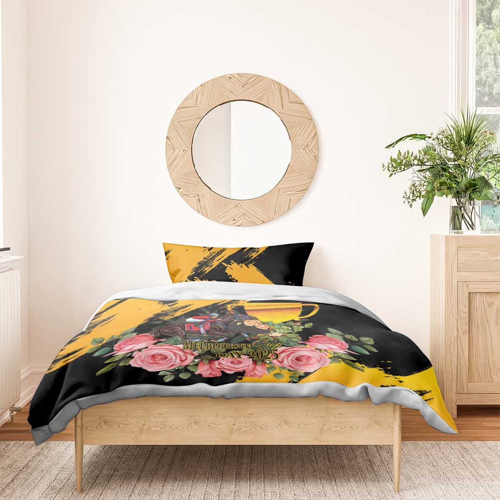 Personalised Australia Melbourne Cup Day Bedding Set Horse Racing Trophy With Roses LT14