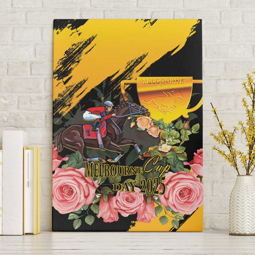 Personalised Australia Melbourne Cup Day Canvas Wall Art Horse Racing Trophy With Roses LT14